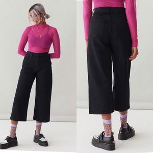 Lazy Oaf LO Cropped Wide Leg Jeans in Black